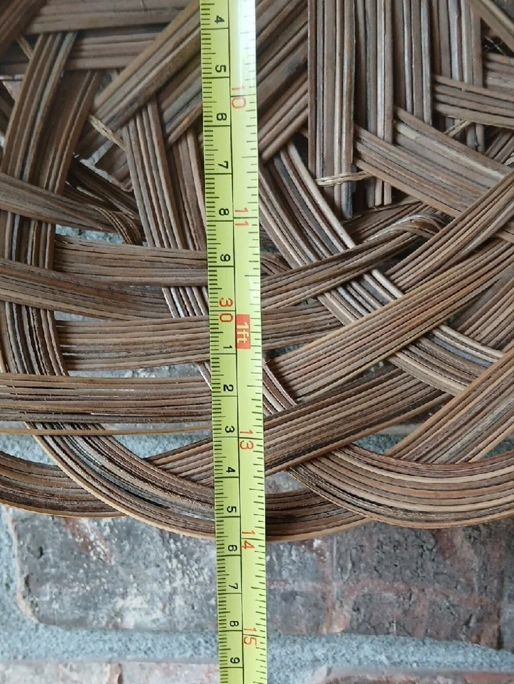 Handwoven Natural Brown Wicker Wall Basket - 14 Inch Diameter